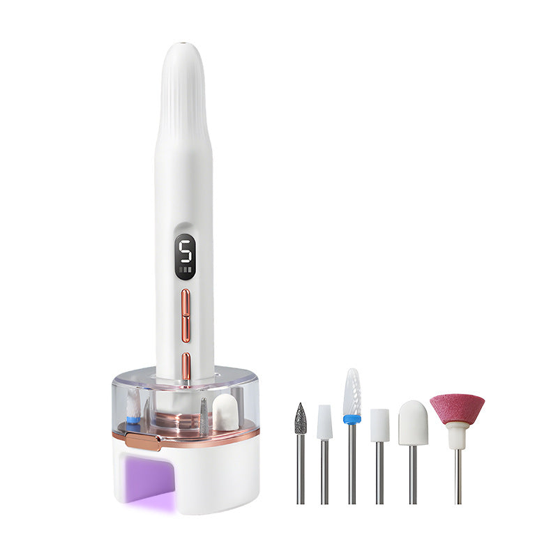 Portable Electric Nail Drill & Polishing Machine Kit with UV Lamp Base