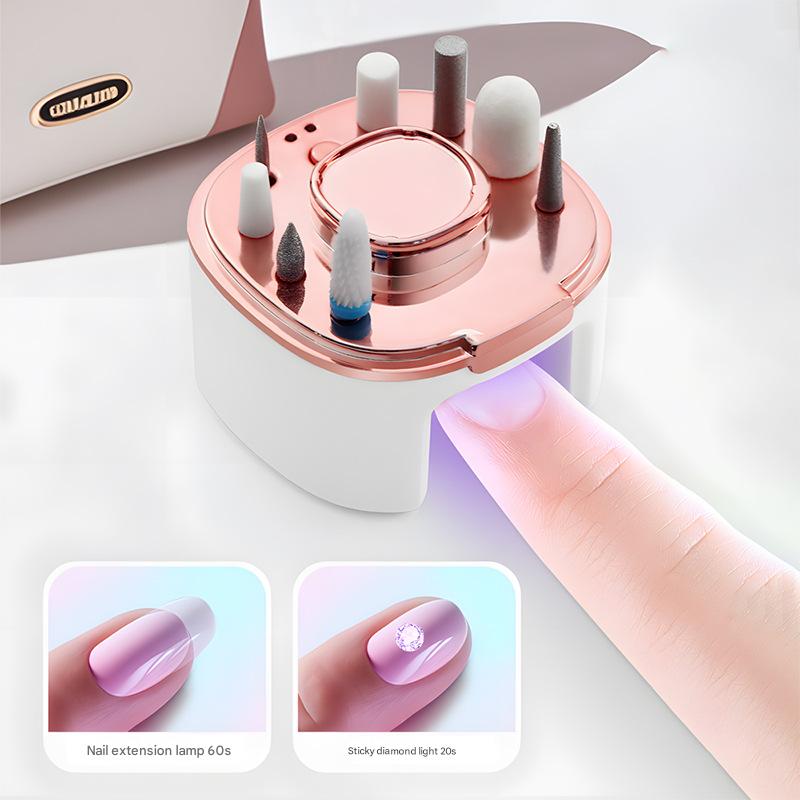 Portable Electric Nail Drill & Polishing Machine Kit with UV Lamp Base