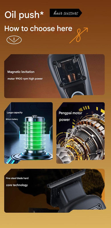 Professional Cordless Hair Clipper with Magnetic Motor