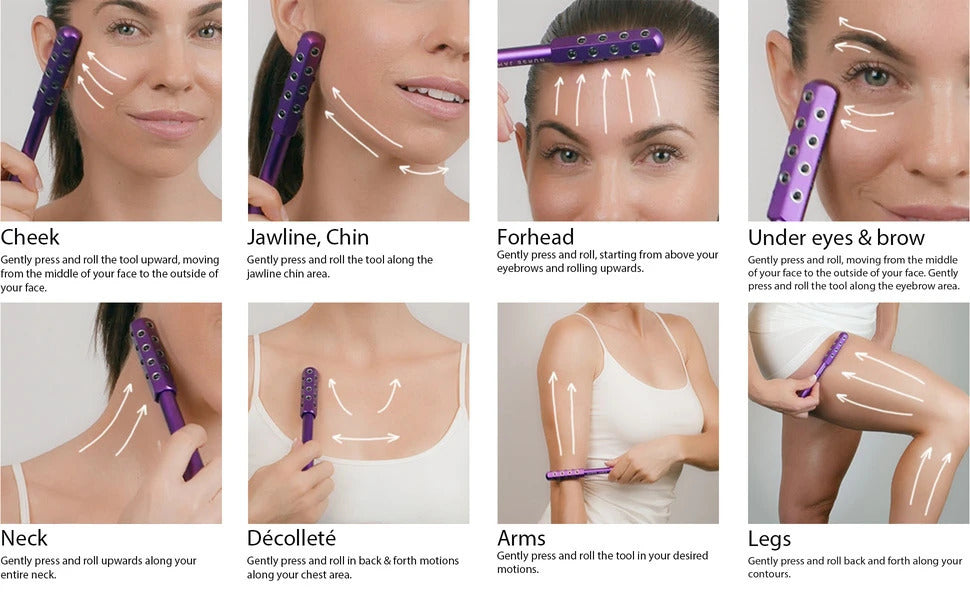 Germanium Stone Facial Roller - Uplifting & Sculpting Beauty Massager for Face and Body