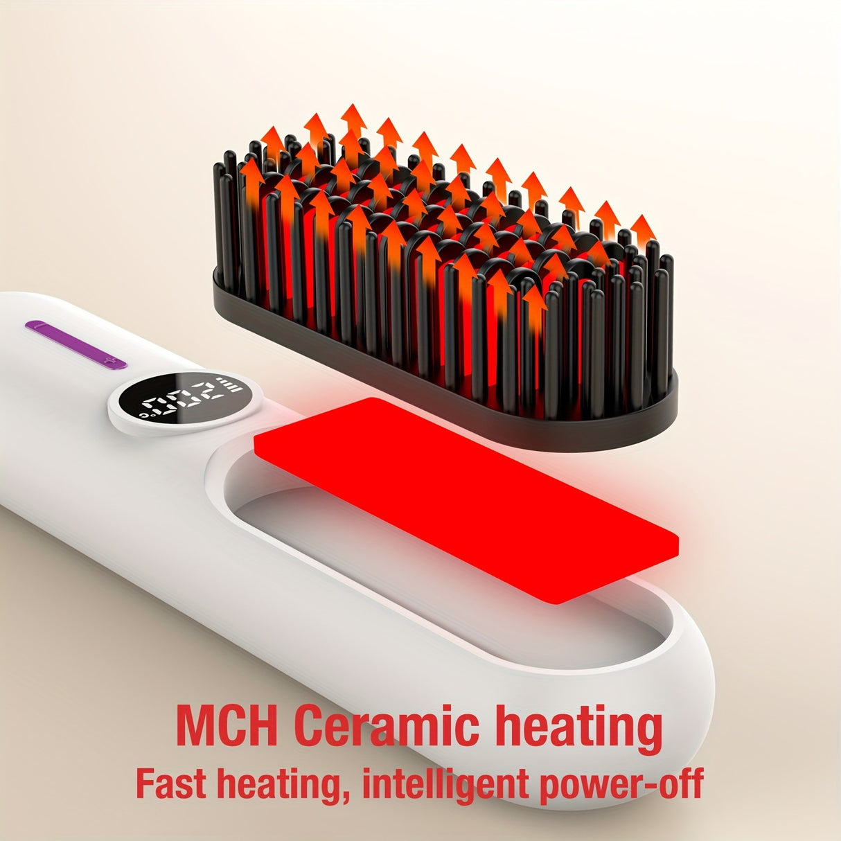 Professional 2-In-1 Cordless Hair Straightener Brush with LED Display
