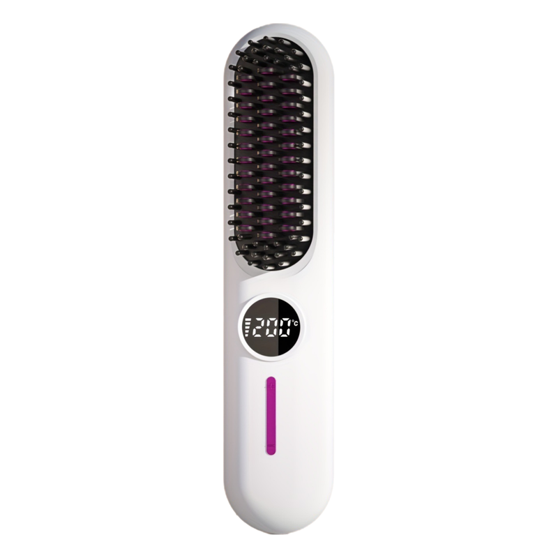 Professional 2-In-1 Cordless Hair Straightener Brush with LED Display