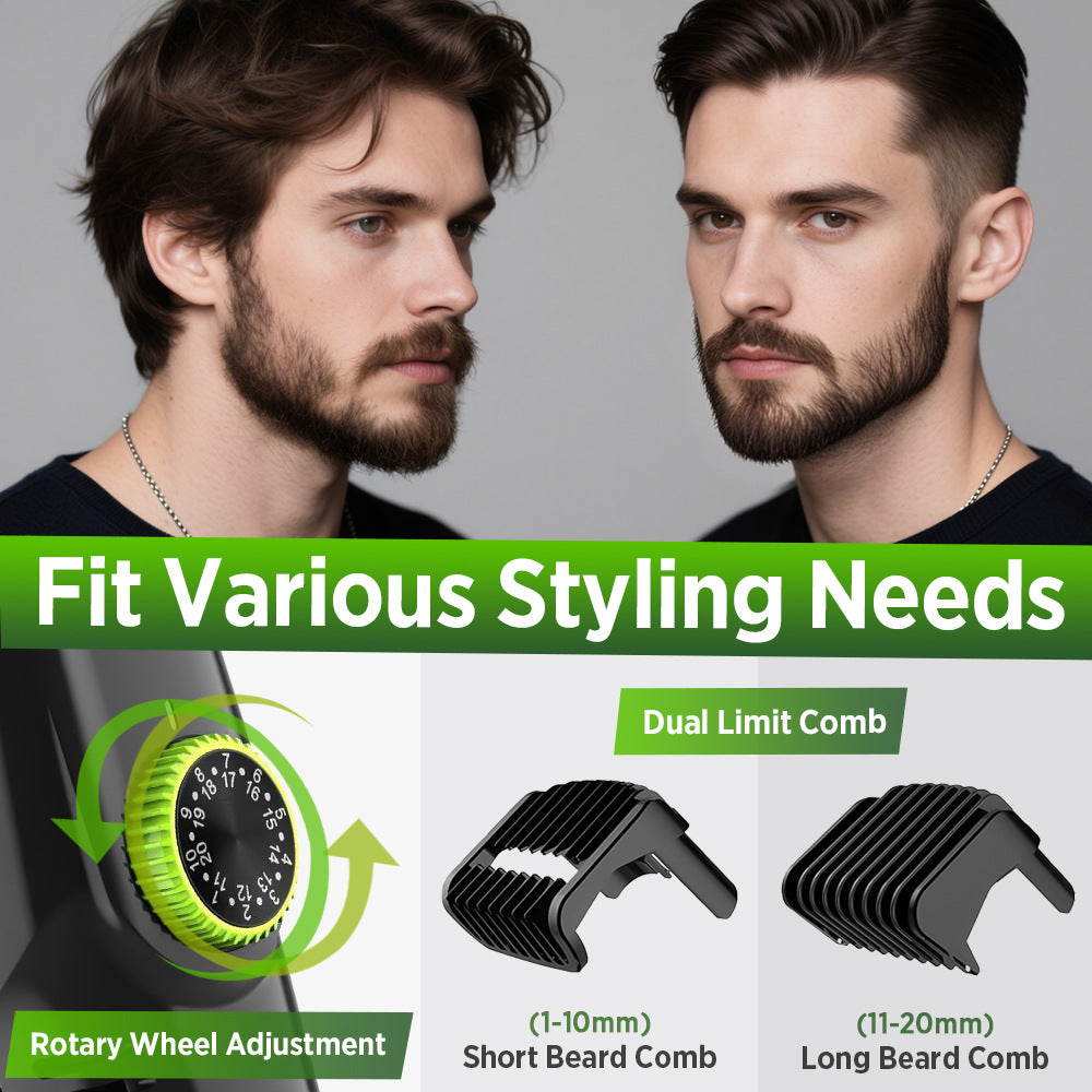 Rechargeable Beard & Hair Trimmer with Vacuum Suction