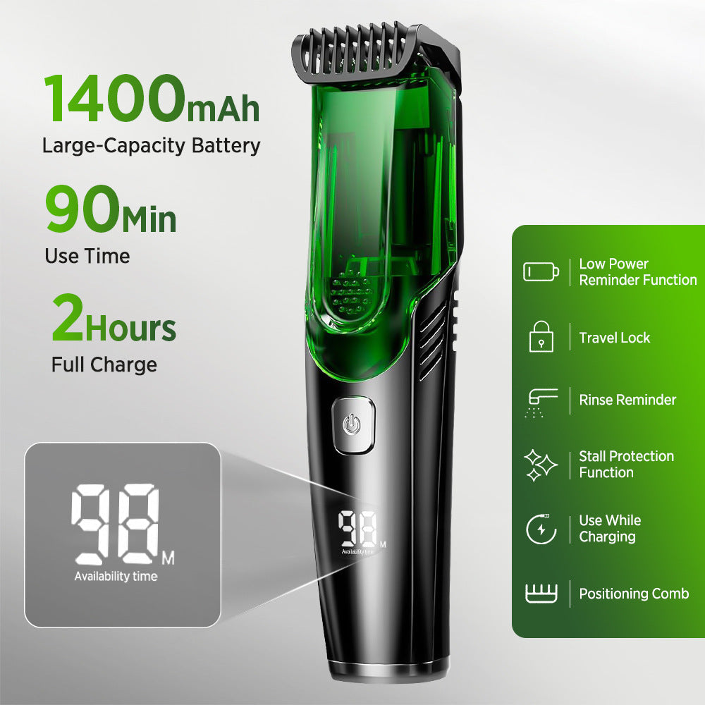 Rechargeable Beard & Hair Trimmer with Vacuum Suction