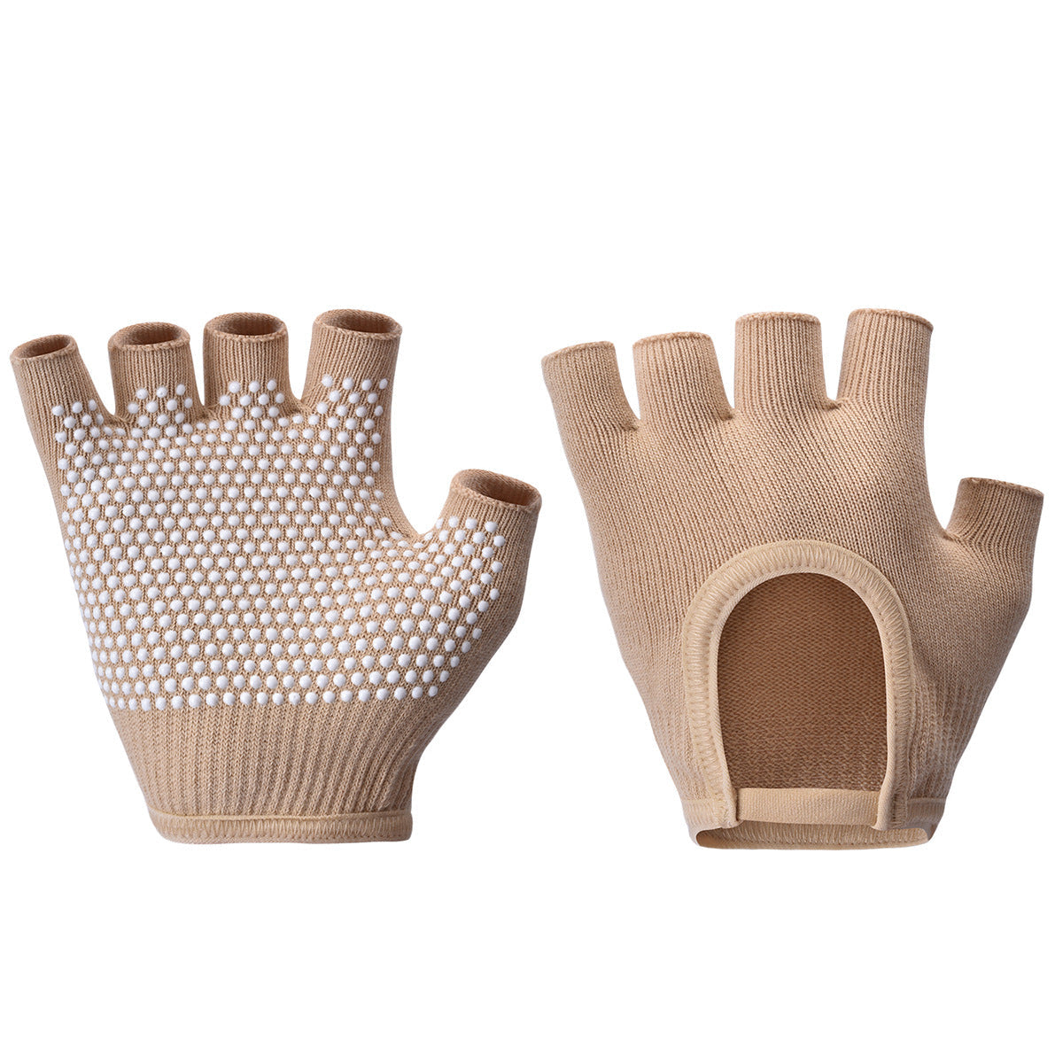 2-Pack Women's Non-Slip Yoga Gloves - Open Back Half Finger Cotton Stretchy Grip Gloves