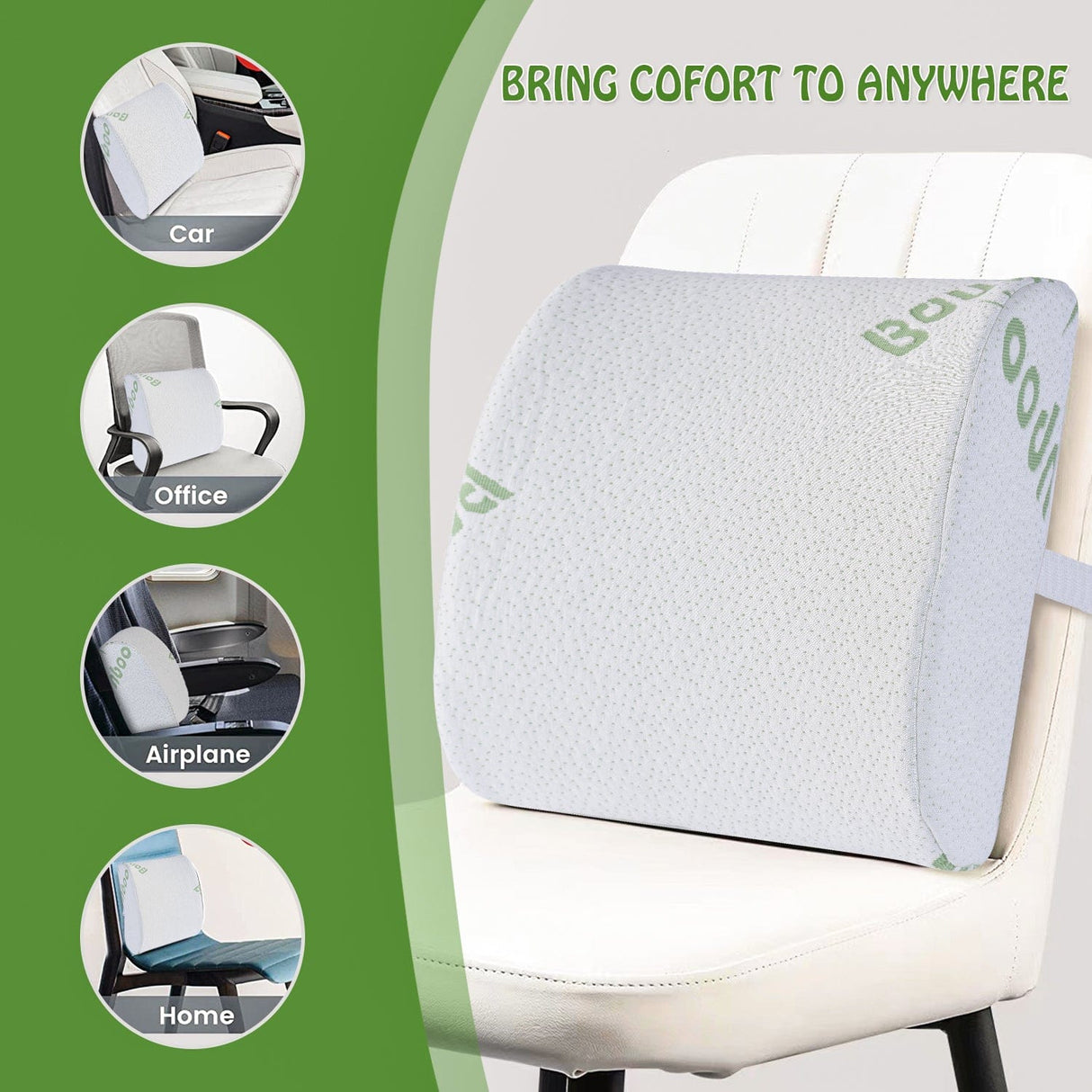 Bamboo Memory Foam Back Support Cushion