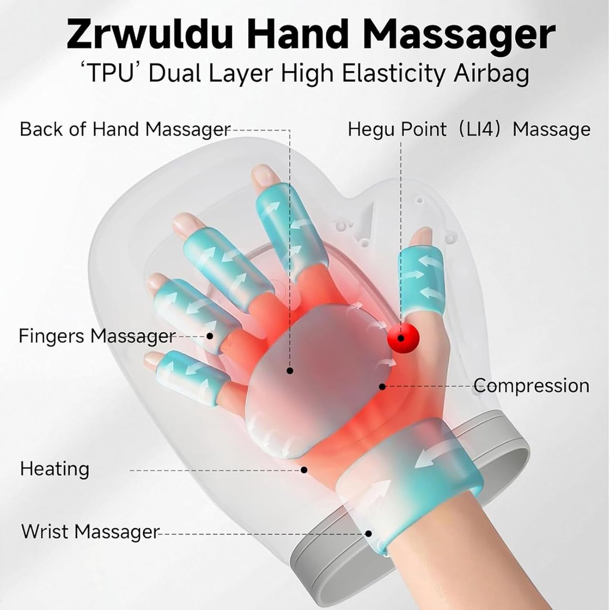 Rechargeable Hand Massager with Heat & Compression