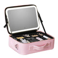 Professional Large Makeup Vanity Case With LED Light & Mirror Portable Travel Cosmetic Case - Silk Rolla