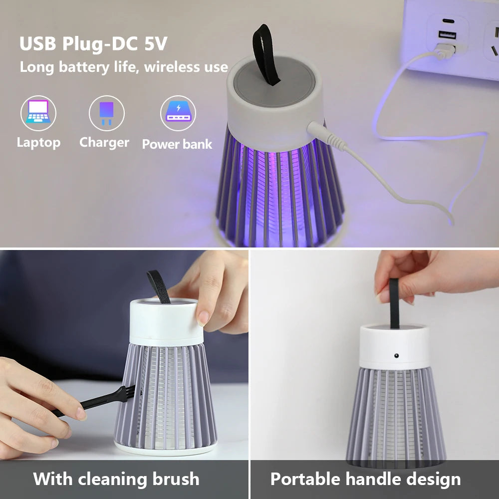 Rechargeable Mosquito Zapper Lamp -– USB Electric Bug Trap with LED Light