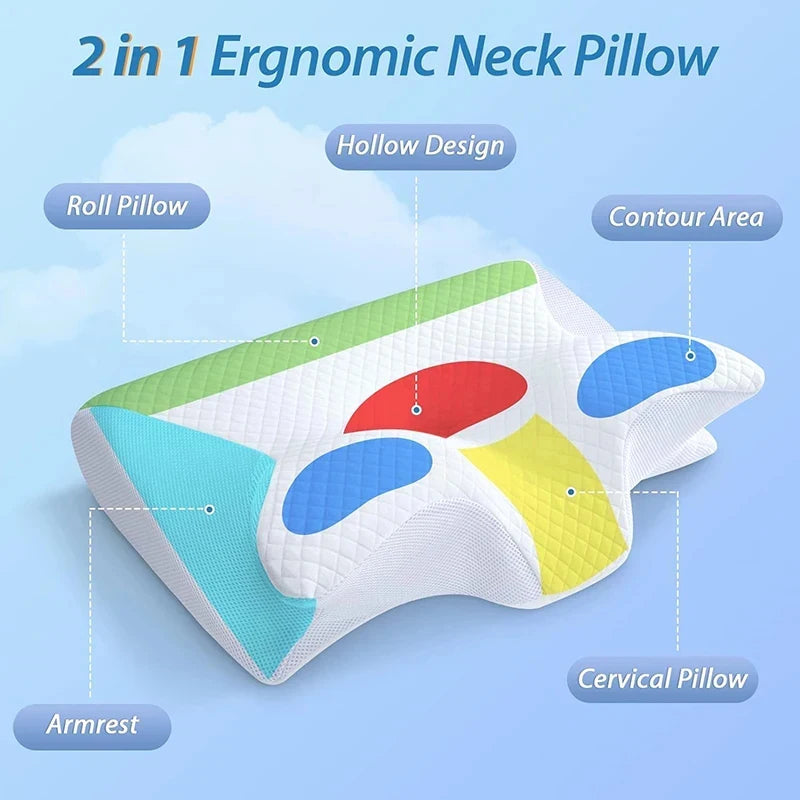 Butterfly Contour Memory Foam Neck Pillow for Side & Back Sleepers