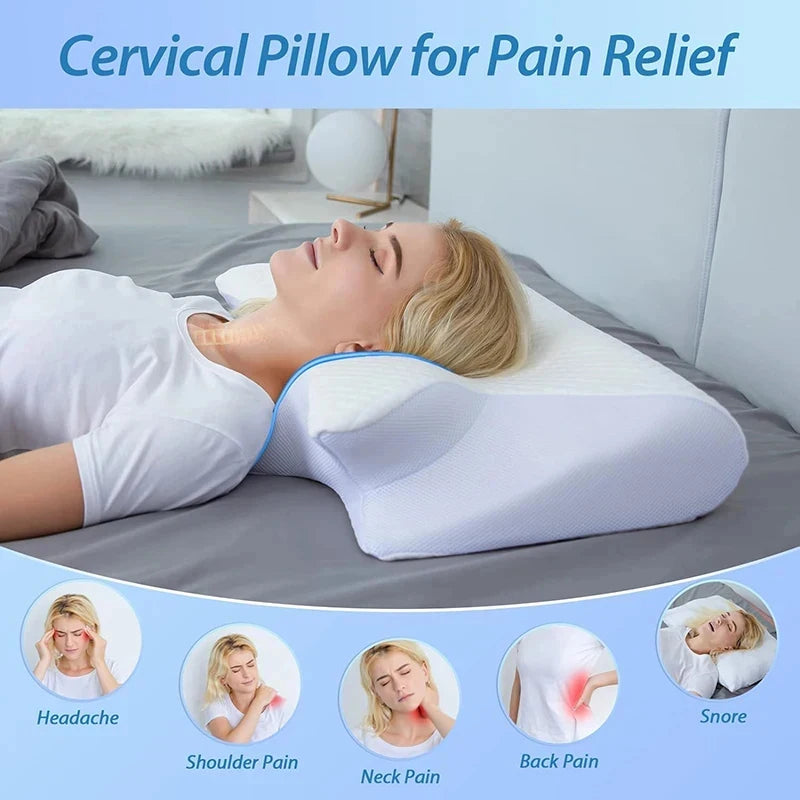 Butterfly Contour Memory Foam Neck Pillow for Side & Back Sleepers