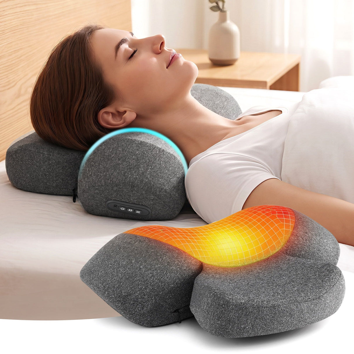 Rechargeable Heated Cervical Neck & Shoulder Massager Pillow