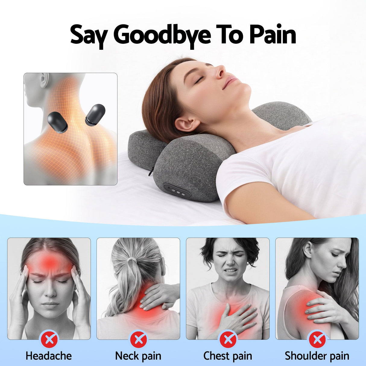 Rechargeable Heated Cervical Neck & Shoulder Massager Pillow