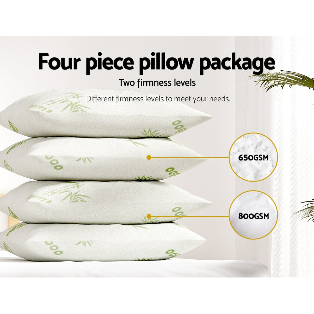 Bamboo Hotel Bed Pillows 4 Pack
