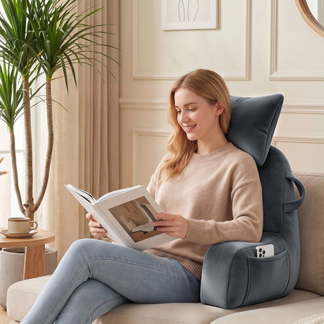 Reading Pillow for Bed with Neck & Lumbar Support - Silk Rolla
