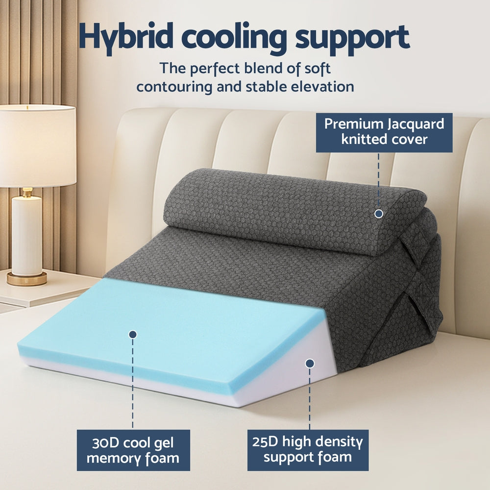 Adjustable Memory Foam Wedge Pillow for Back, Neck & Leg Support