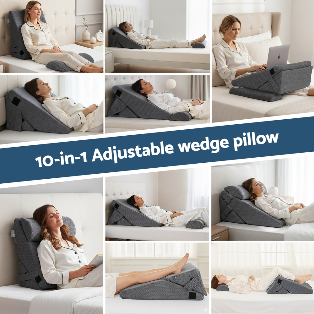 Adjustable Memory Foam Wedge Pillow for Back, Neck & Leg Support