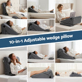 Adjustable Memory Foam Wedge Pillow for Back, Neck & Leg Support
