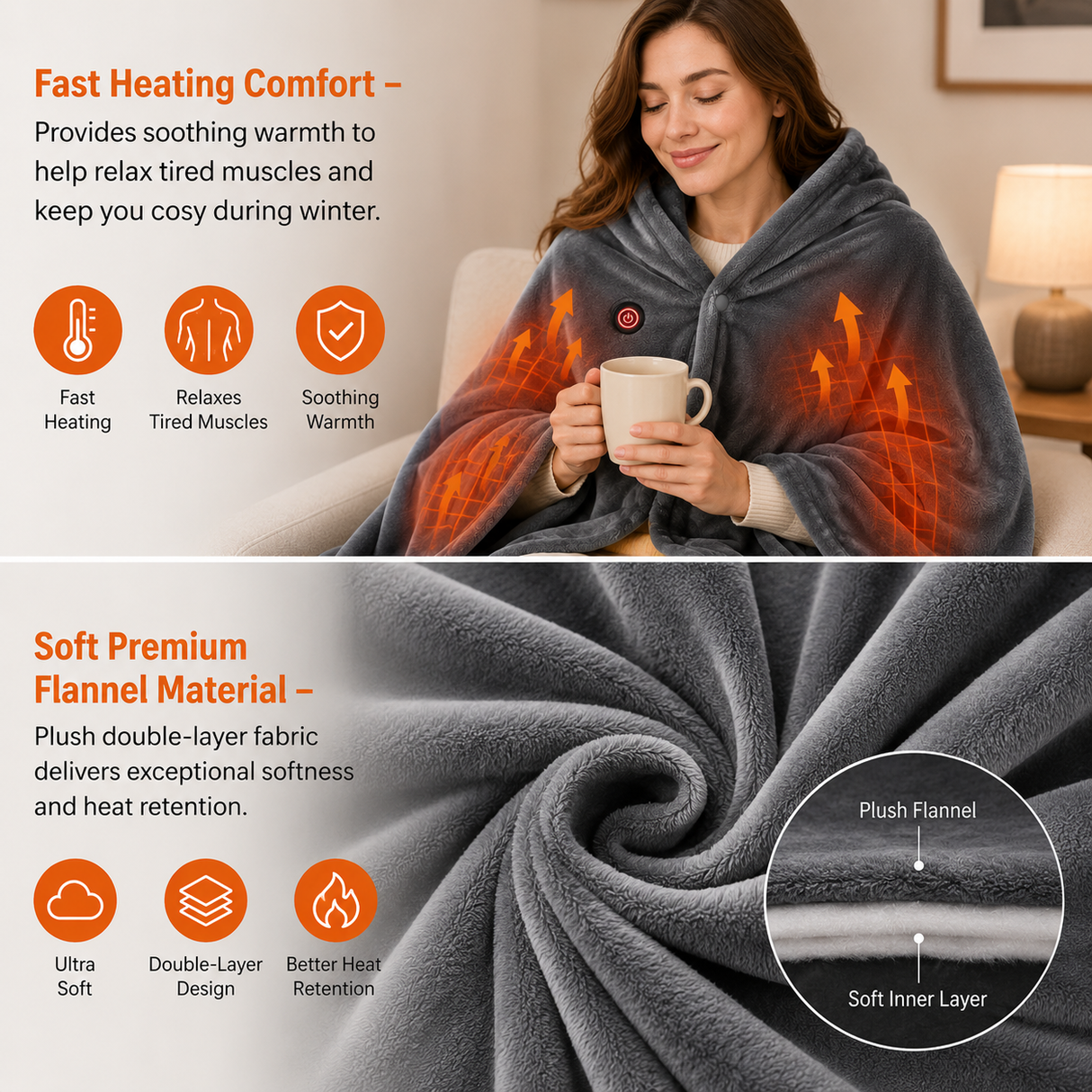 Rechargeable Heated Blanket Shawl