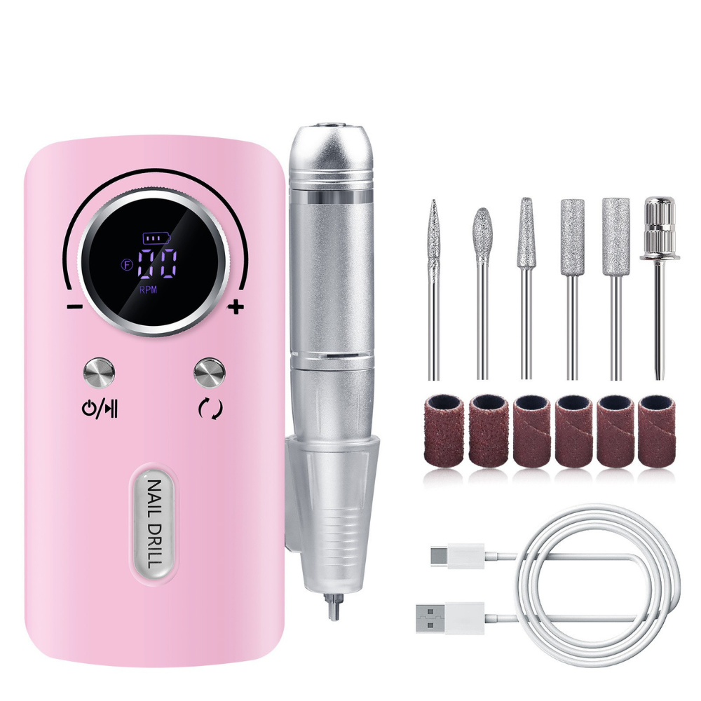 Professional Electric Nail Drill, 45000RPM Rechargeable Nail Grinder Polisher