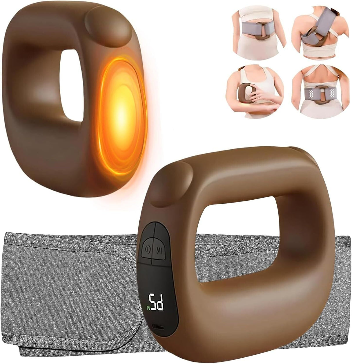 Portable Heated Fascia Ring Massager with 5-Speed Vibration