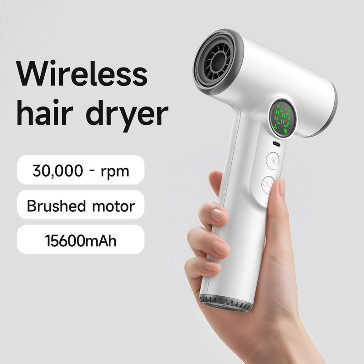 SILK ROLLA Professional Cordless Hair Dryer with LED Display