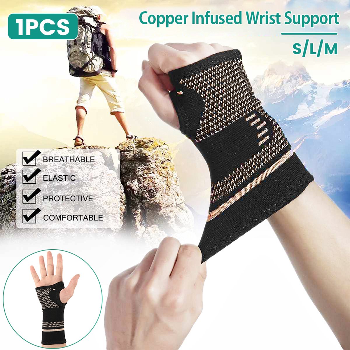 Copper Compression Wrist Brace