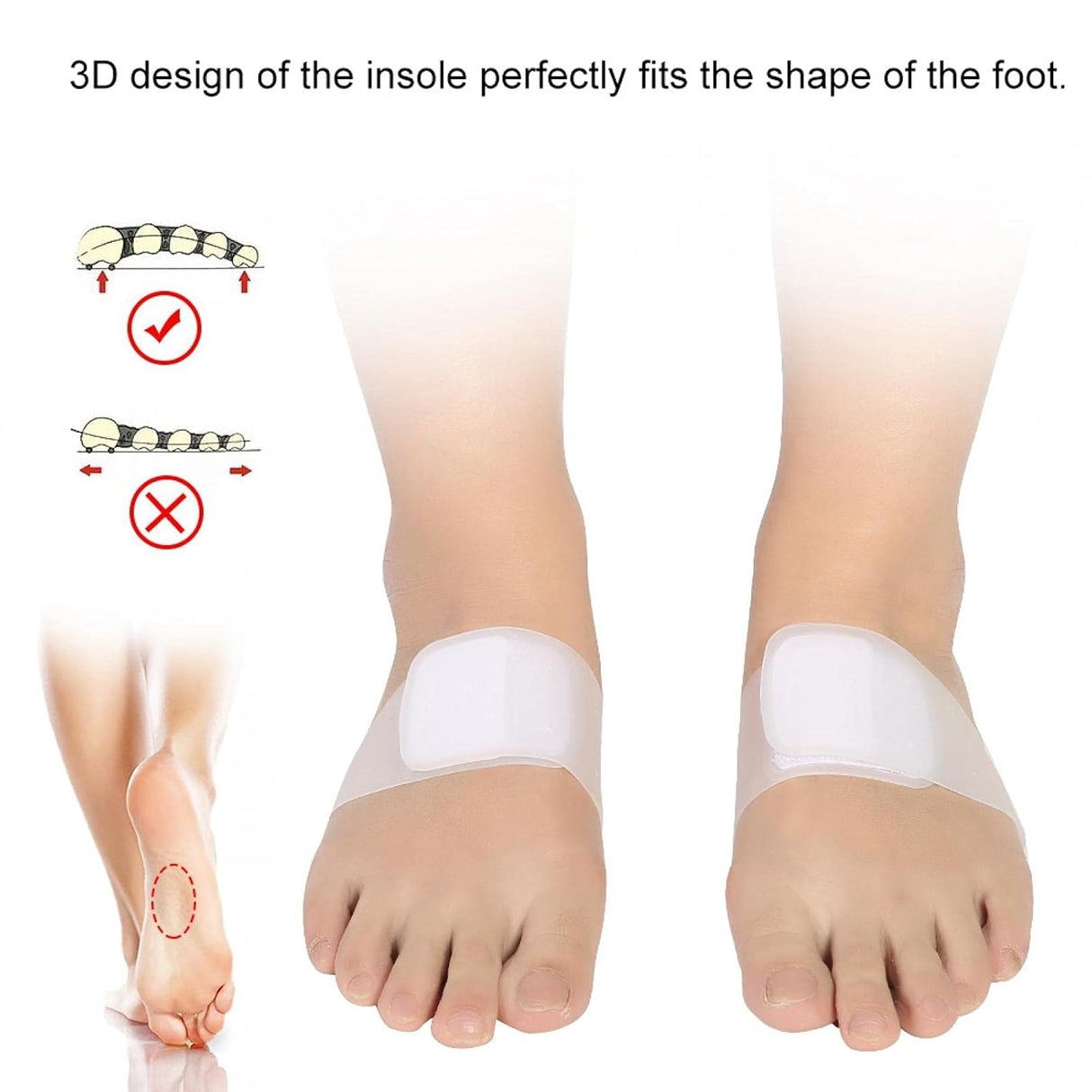 Orthotic Insoles, Orthopedic Foot Pads for Silicone Feet Cushion Footwear Insoles Pain Relief Pads, Foot Orthotics Massage Pad Insoles Foot Sleeves for Pain Relief(A)