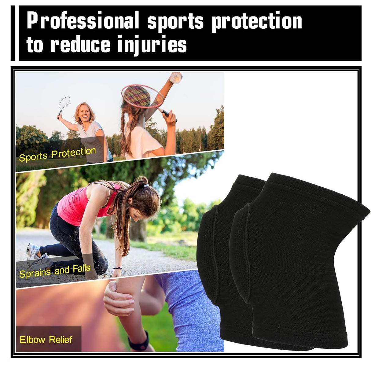 Brace Pads Elbow Protector, 1 Pair Arm Brace Support Fitness Arm Knee Protector, Breathable Anti-Collision Sponge Elbow Protection Pads for Basketball Football Tandem Elbow Pads Volleyball Black