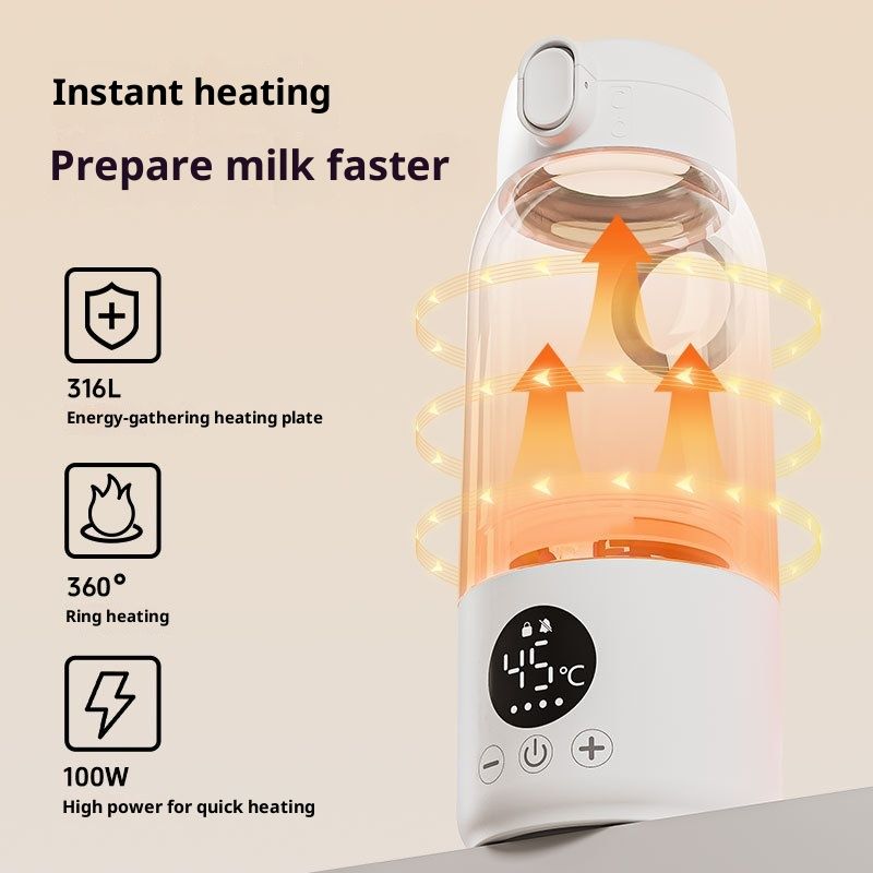 Portable Bottle Warmer 16.9oz Bottle Warmer for Travel, Fast Heating for Breast Milk Formula & Water, Long Battery Life &Large Capacity, Suitable for Baby Outdoor
