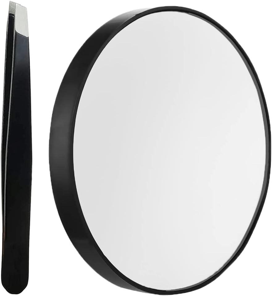 10X Magnifying Mirror and Eyebrow Tweezers Kit for Travel