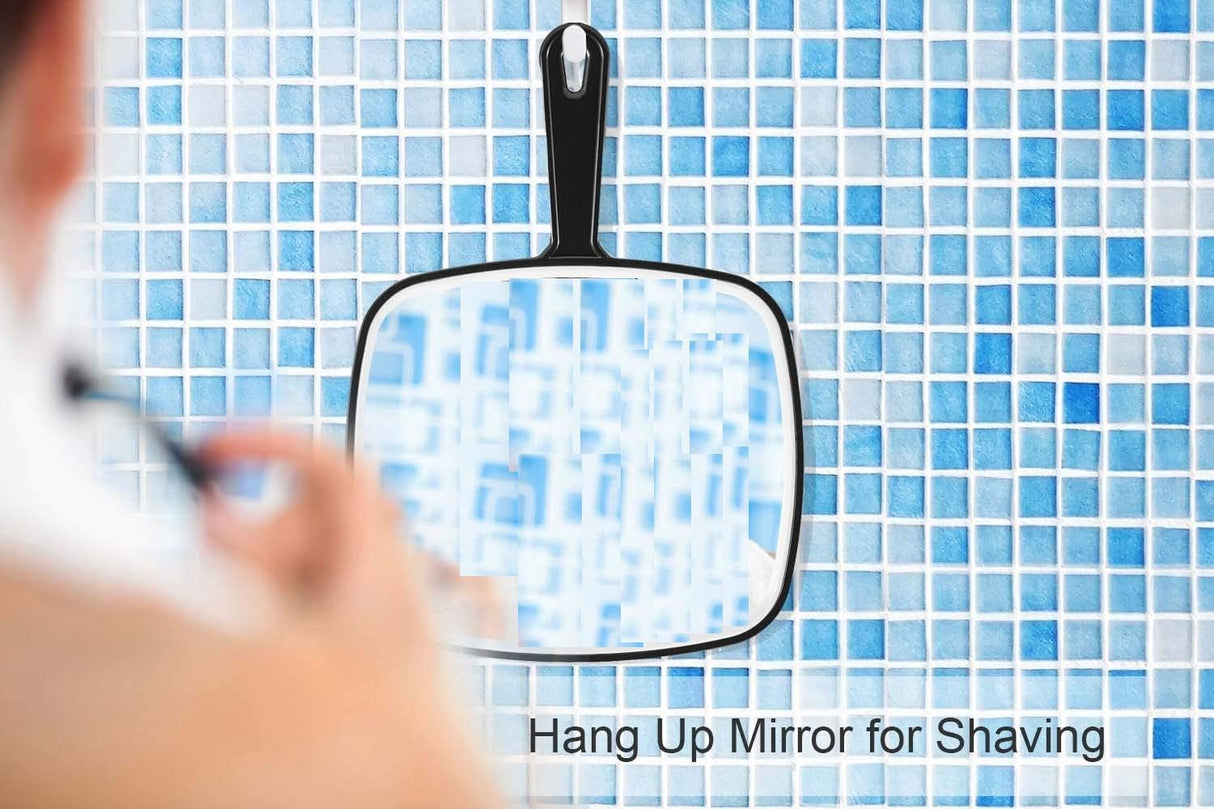 Extra Large Black Handheld Mirror with Handle