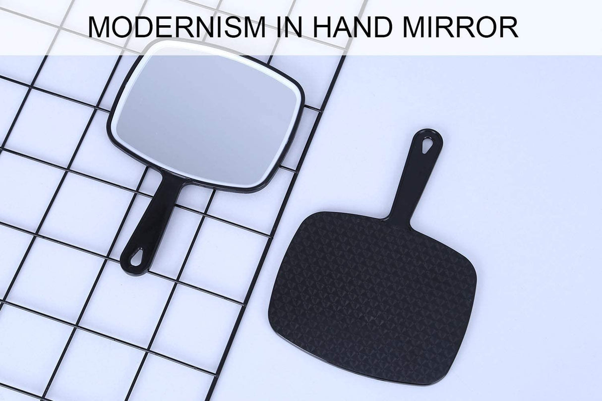 Extra Large Black Handheld Mirror with Handle