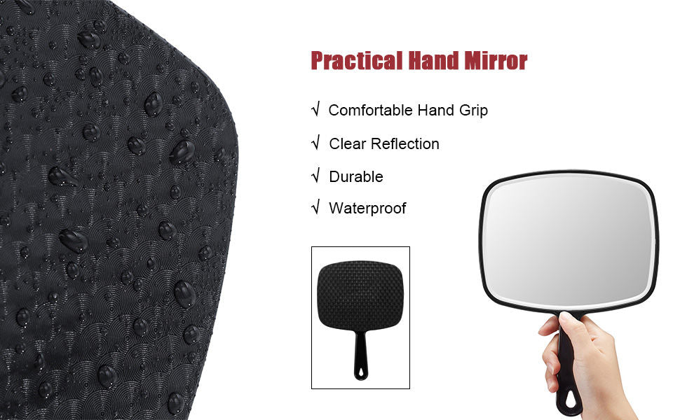 Extra Large Black Handheld Mirror with Handle