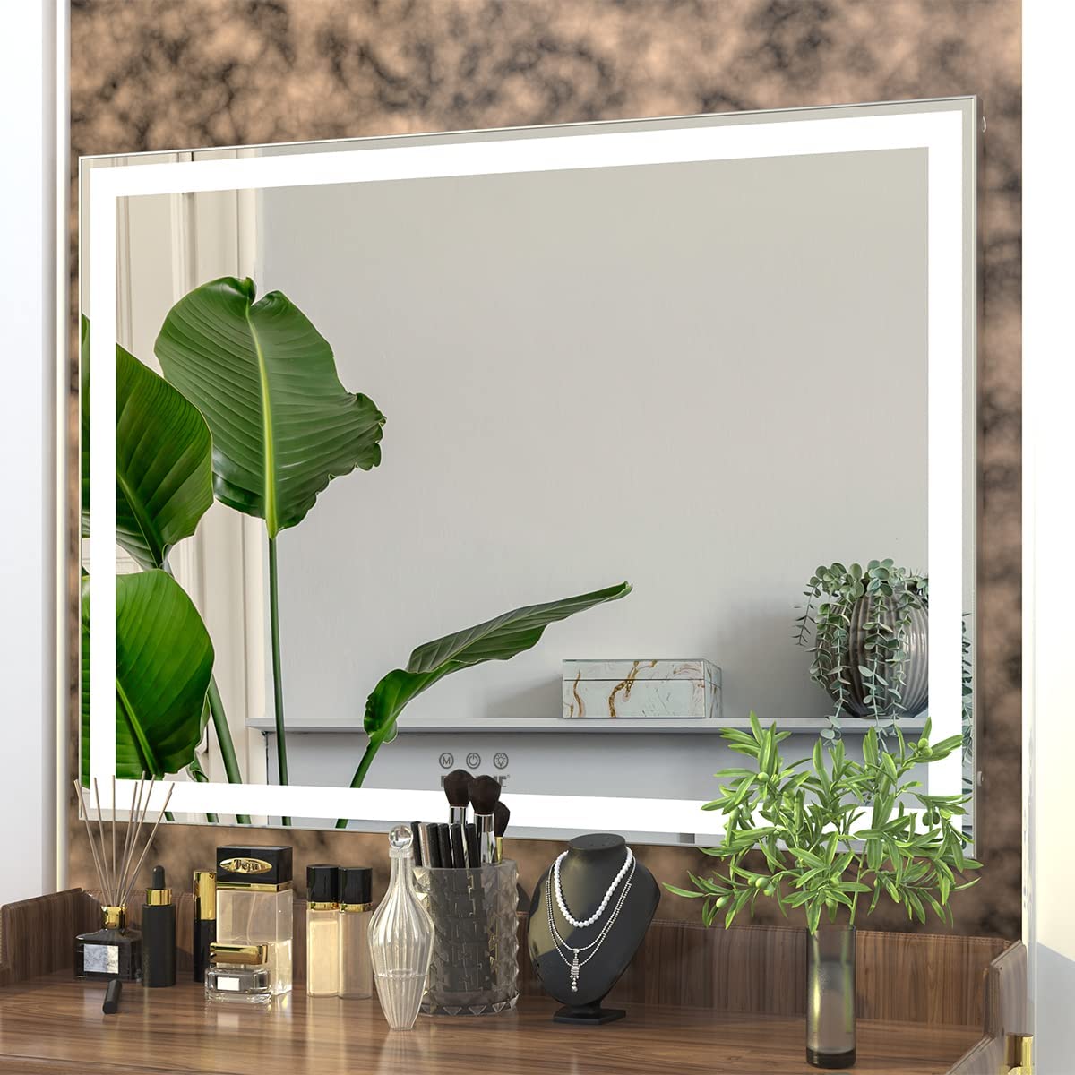 Large Hollywood Makeup Mirror 3 Modes Lighted and Smart Touch Control 92X68CM
