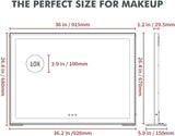 Large Hollywood Makeup Mirror 3 Modes Lighted and Smart Touch Control 92X68CM