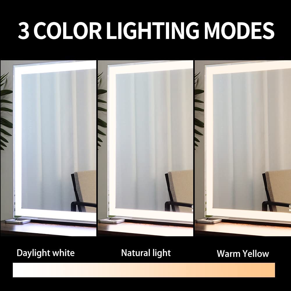 Large Hollywood Makeup Mirror 3 Modes Lighted and Smart Touch Control 92X68CM
