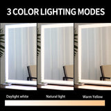 Large Hollywood Makeup Mirror 3 Modes Lighted and Smart Touch Control 92X68CM