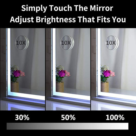 Hollywood LED Makeup Mirror with Smart Touch Control and 3 Colors Dimmable Light (72 x 56 cm) - Silk Rolla