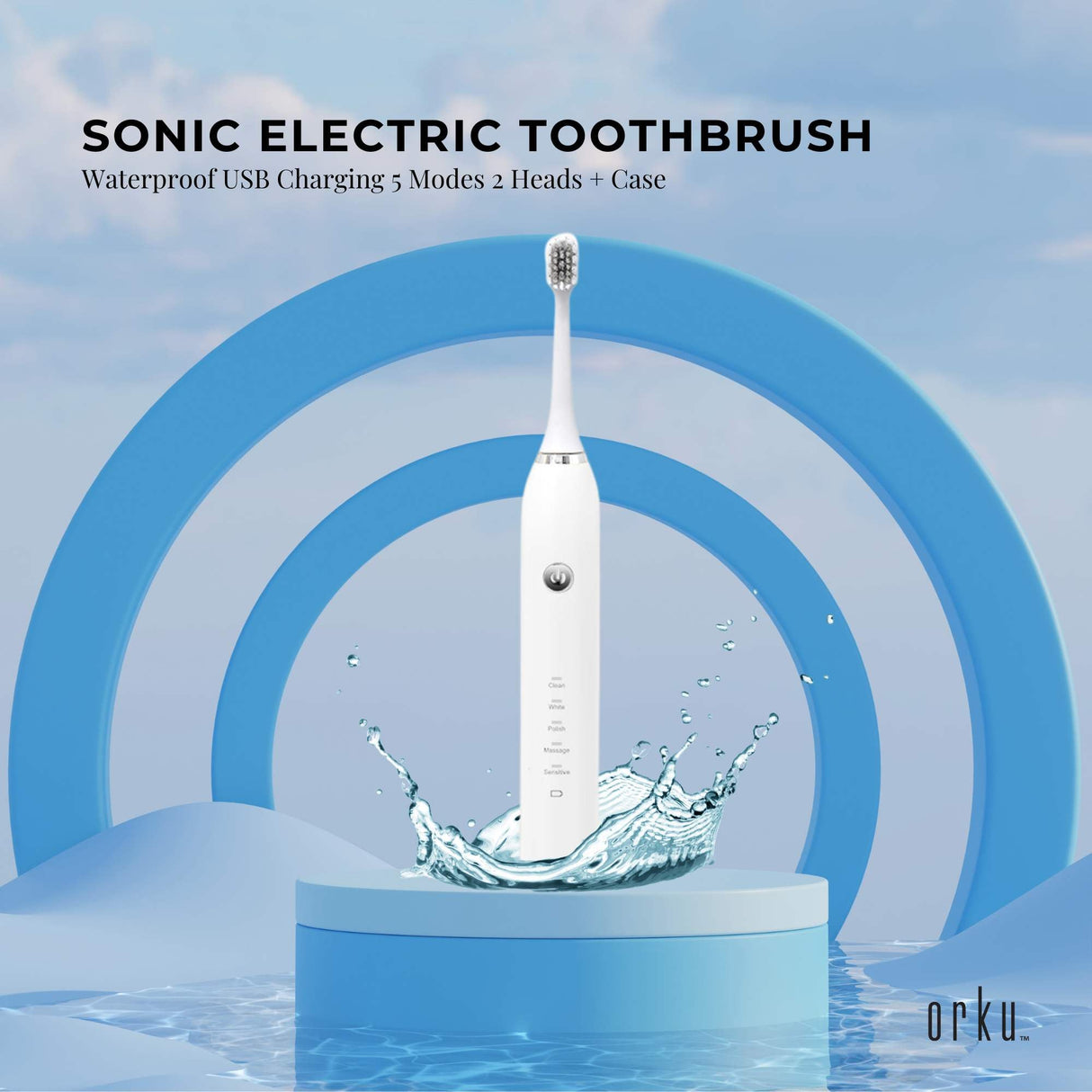 Sonic Electric Toothbrush White with Travel Case