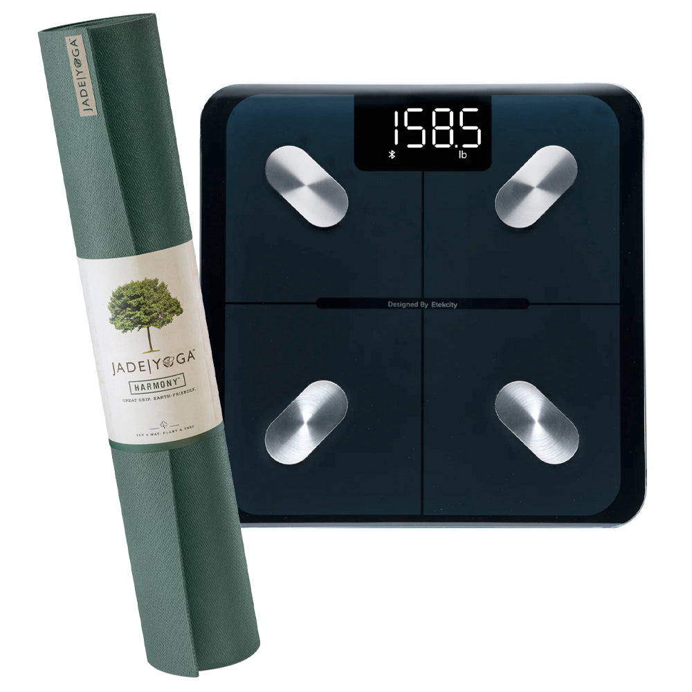 Jade Yoga Harmony Mat - Jade Green & Etekcity Scale for Body Weight and Fat Percentage - Bundle