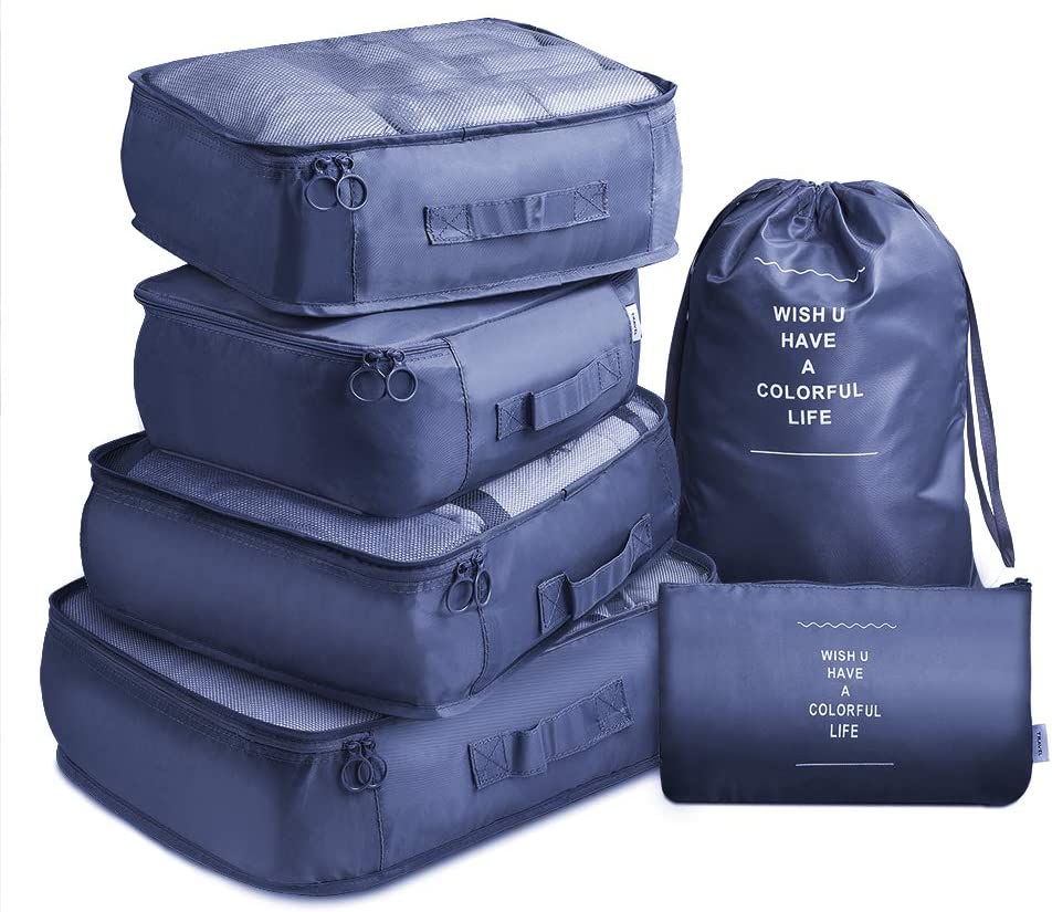 Waterproof Compression Packing Cubes Large Travel Luggage Organiser Storage 6 PCS