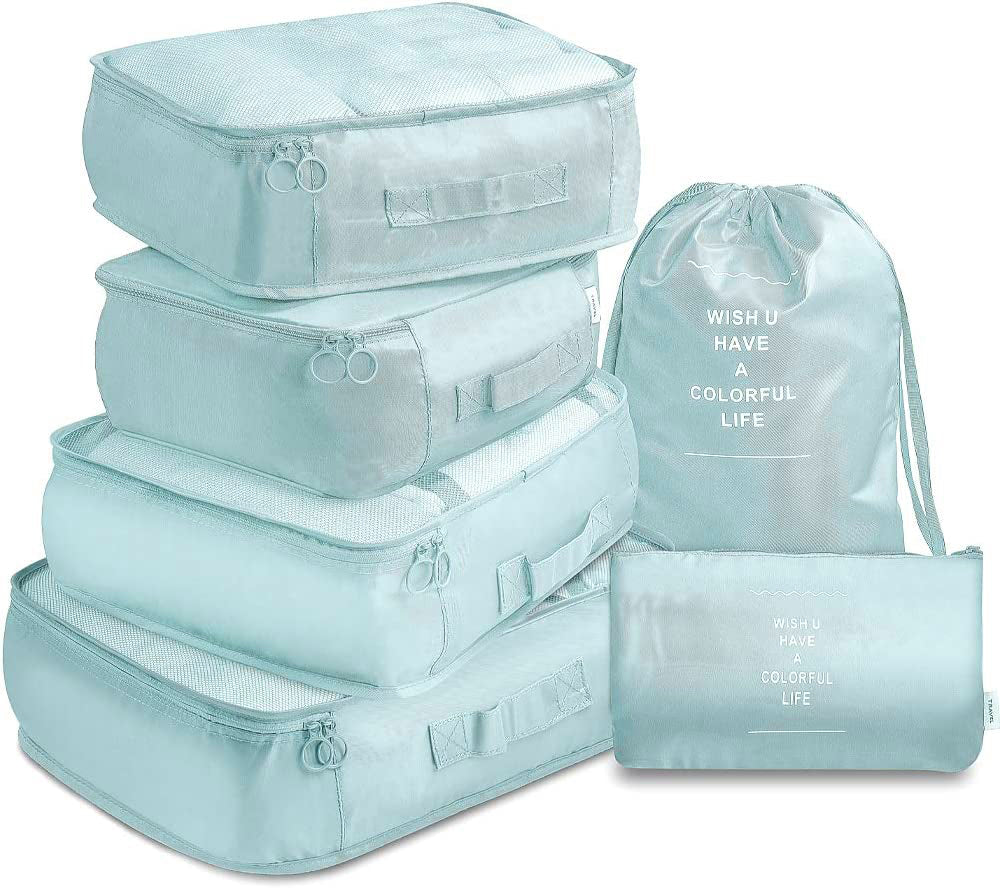 Waterproof Compression Packing Cubes Large Travel Luggage Organiser Storage 6 PCS