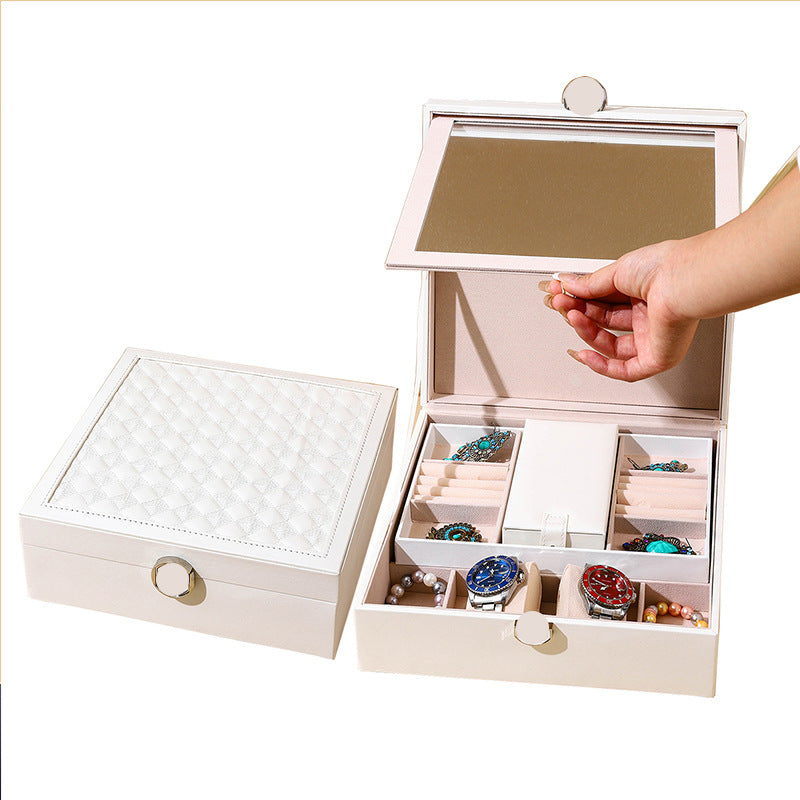 Quilted Multi-Layer Jewellery Box with Mirror
