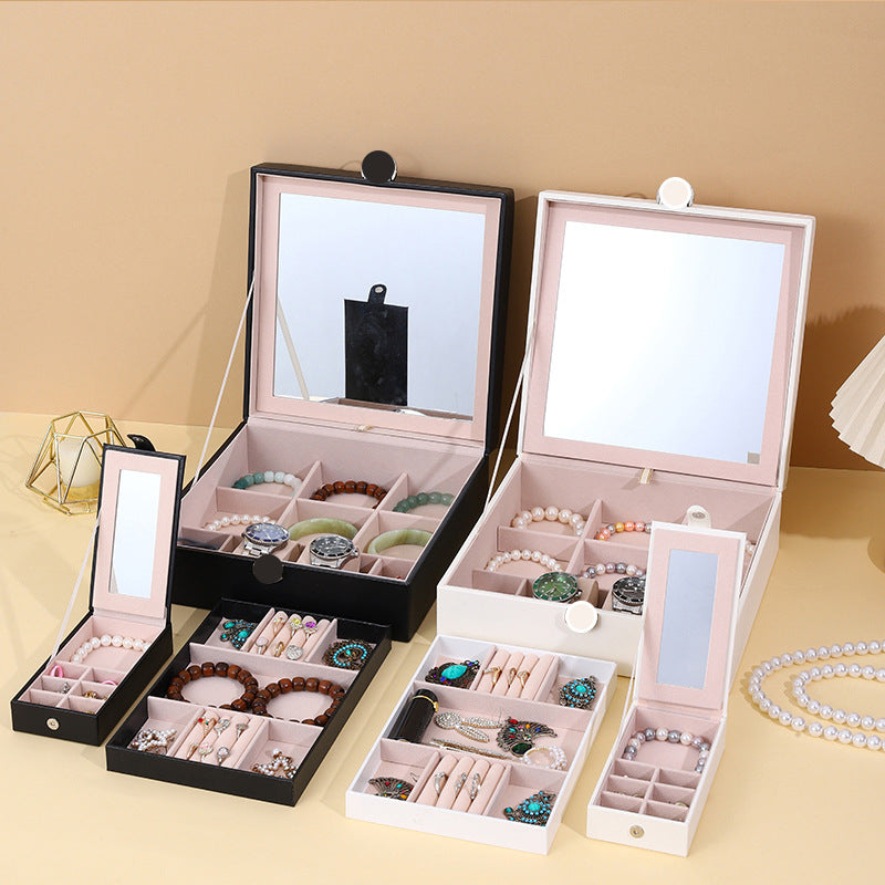 Quilted Multi-Layer Jewellery Box with Mirror