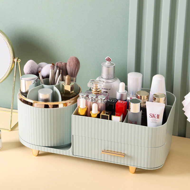 Rotating Makeup Organiser Box - Multi-Compartment Cosmetic Storage
