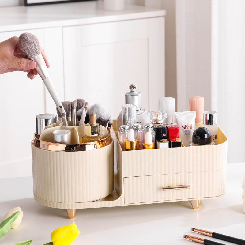 Rotating Makeup Organiser Box - Multi-Compartment Cosmetic Storage