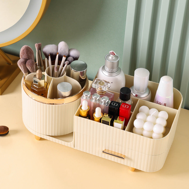 Rotating Makeup Organiser Box - Multi-Compartment Cosmetic Storage