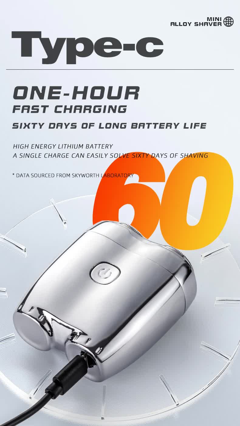Portable Dual-Head Electric Shaver - Compact Rechargeable Razor for Men