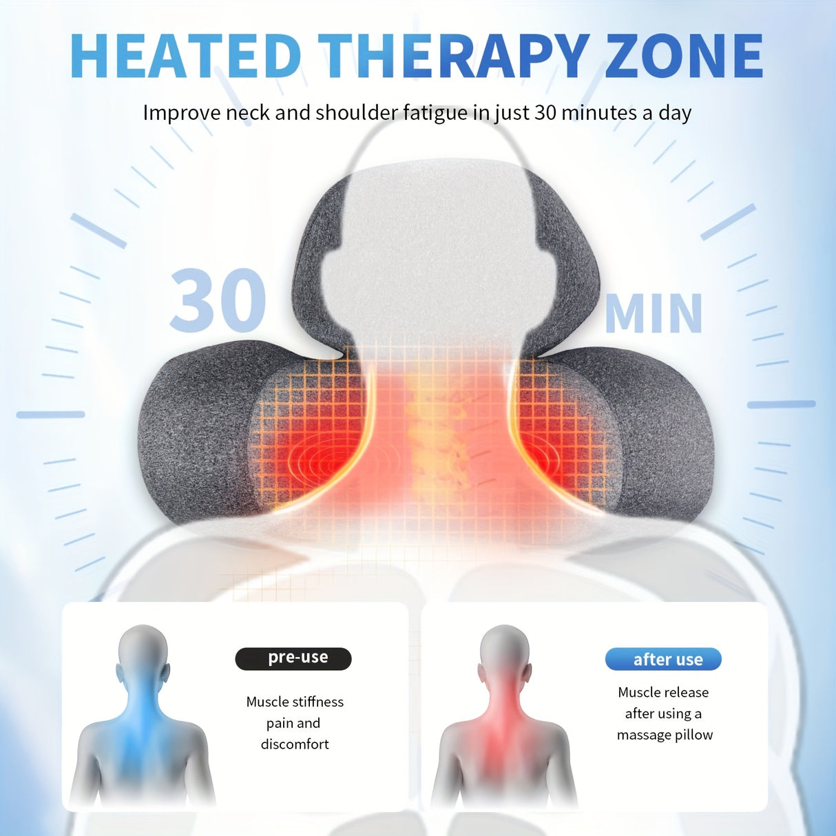 Electric Cervical Neck Massage Pillow with Memory Foam Support